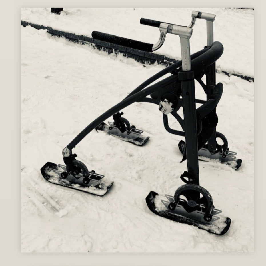 Polar Skis for Walkers, Rollators, small single or double wheel Strollers, wheelchairs, Dog wheelchairs, stroller wagons and more!
